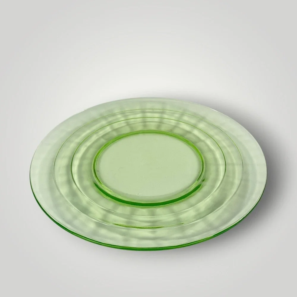 Anchor‎ Hocking Block Optic Green Plate Depression Glass 1930s